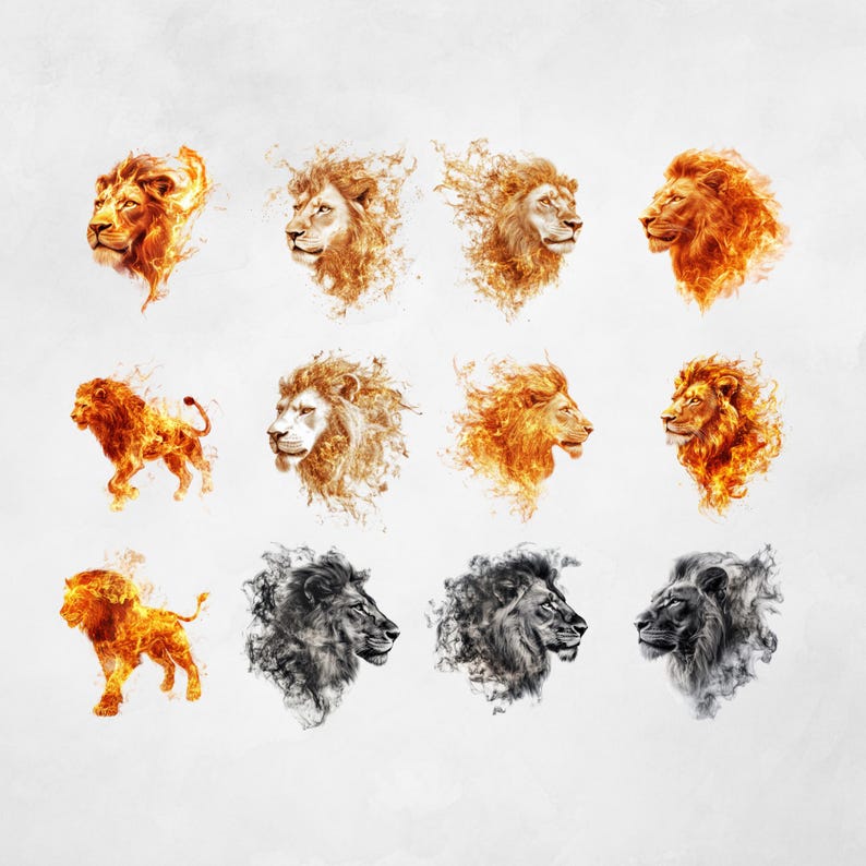 Majestätiskt lejon PNG Lejonkonstverk Lejongrafik Djungelns kung Lejonutskriftbara material Safaridekor, kungliga designer, lejoneffekter för vilda djur bild 2