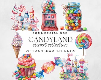 Candy Land Clipart Candyland Lollipop Clipart Süßigkeiten Clipart-Sets Aquarell Candy Sweet Clipart Süßigkeiten Png Regenbogen Candy ClipArt