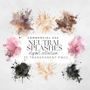 Respingos de aquarela, textura, clipart de respingo de tinta, clipart de pincelada, respingos de tinta png, clipart de fundo png, aquarela neutra