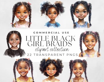 Little Black Girl with Braids Clipart Magical Black Girl Cute Blackgirl Png Afro-Cute Girls Blackgirl Magic African-Girl Png, Powerful