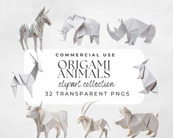 Origami Animals Clipart Origami Characters Watercolor Paper Fold Art Whimsical Origami Illustration Art Decor Paper Crafts Modern Graphic