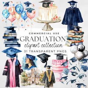 Graduation Clipart, Grad Clipart, Graduation Cap PNG, Last Day School, College Graduation, Clipart Bundle, Graduation 2024, Class Of 2024
