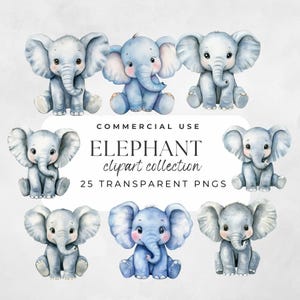 Elephant Clipart, Watercolor Clipart, Watercolor Elephant, Baby Elephant Png, Watercolor Safari, Baby Shower Clipart, Cute Elephant