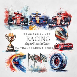 Aquarel raceauto, formule 1-auto, racebaan, sportwagen clipart, raceauto verjaardag, kinderkamer clipart, schattige vintage auto's, babyjongen sportwagens