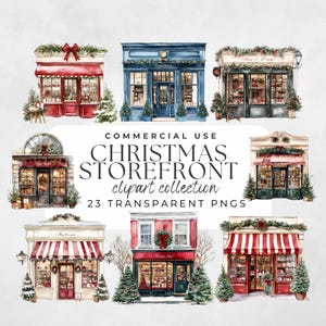 Christmas Storefront Clipart, Christmas Scene, Christmas Market Png, Christmas Village, Christmas Window, Christmas Shop, Winter Watercolor