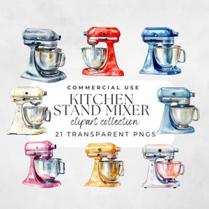 Clipart de batedeira de cozinha, clipart de cozinha, clipart de culinária, clipart de aquarela, utensílios de cozinha, eletrodomésticos de cozinha, clipart de panificação