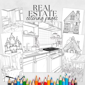 Kids Real Estate Printable, Open House Coloring, Real Estate Coloring, House Coloring, Learning Activity Book, Open House Activity
