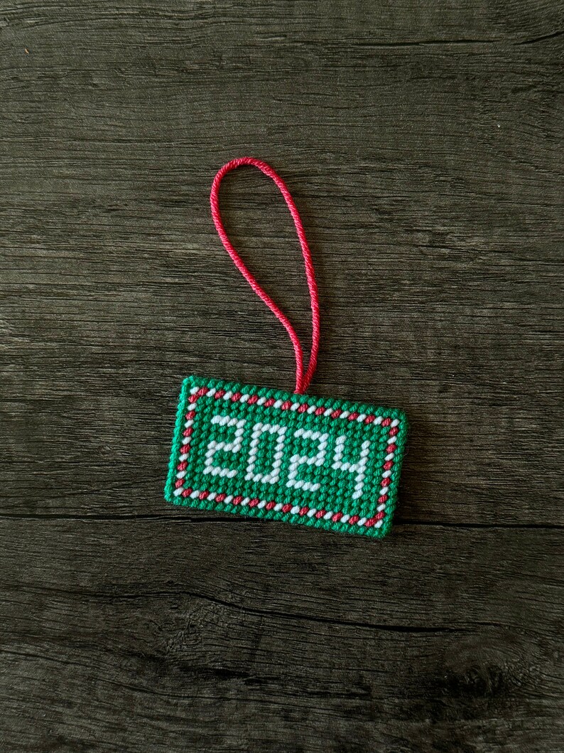 Handmade Needlepoint Christmas Year Ornaments 2024 and 2025 Etsy