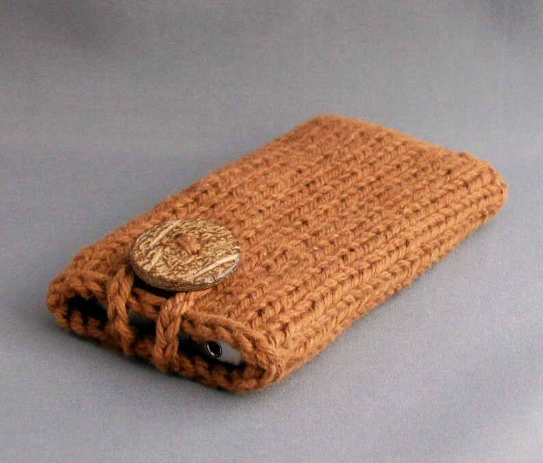 Hand Knit Cell Phone Cover Smartphone Cozy Sleeve Copper Etsy
