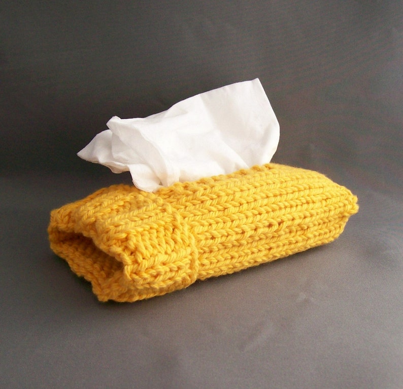 Golden Yellow Knit Tissue Cozy Cotton Fabric Pocket Kleenex Etsy
