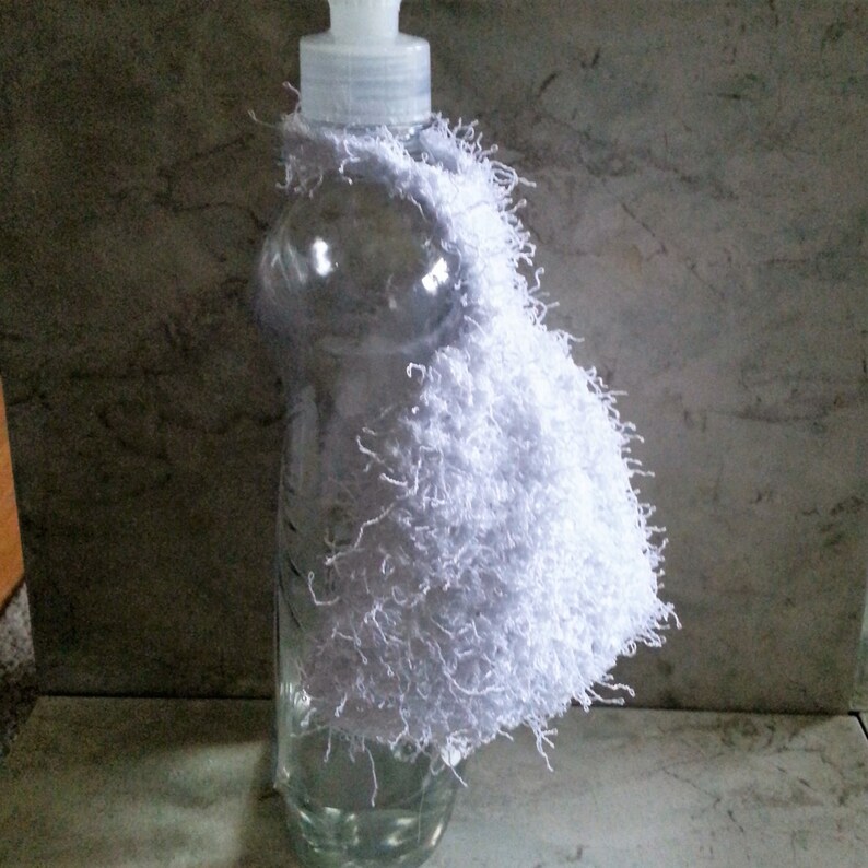 Dish Soap Bottle Scrubby Dress Dishcloth Handknit White Etsy