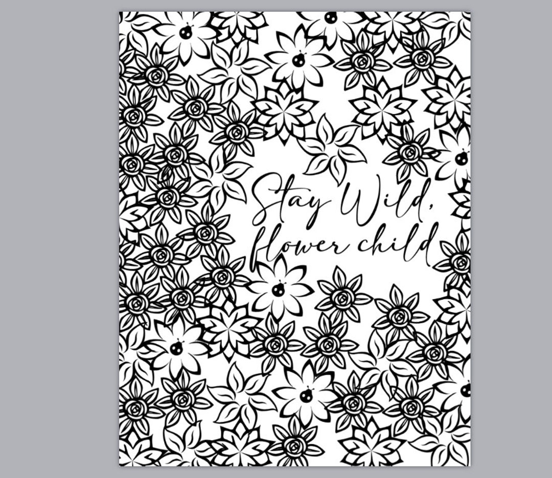 Printable Flower Coloring Sheet - Etsy