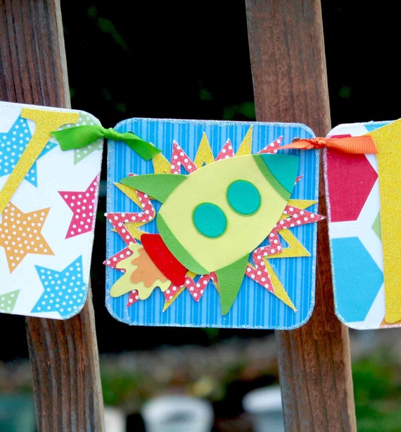 35% off Birthday Banner - Outer Space Garland - Boy Birthday Party Il_570xn