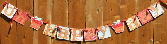 Happy Birthday Cupcake Banner Oh Happy Day Il_570xn