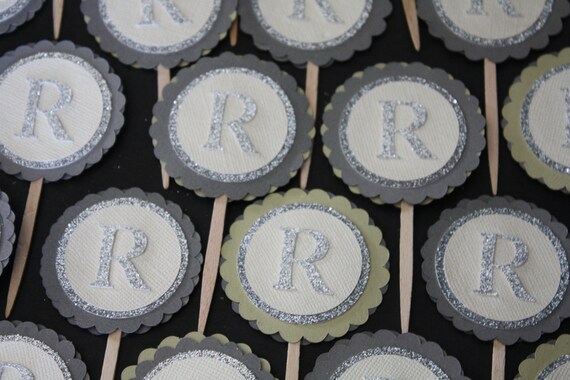 Custom Monogram Cupcake Toppers Il_570xn
