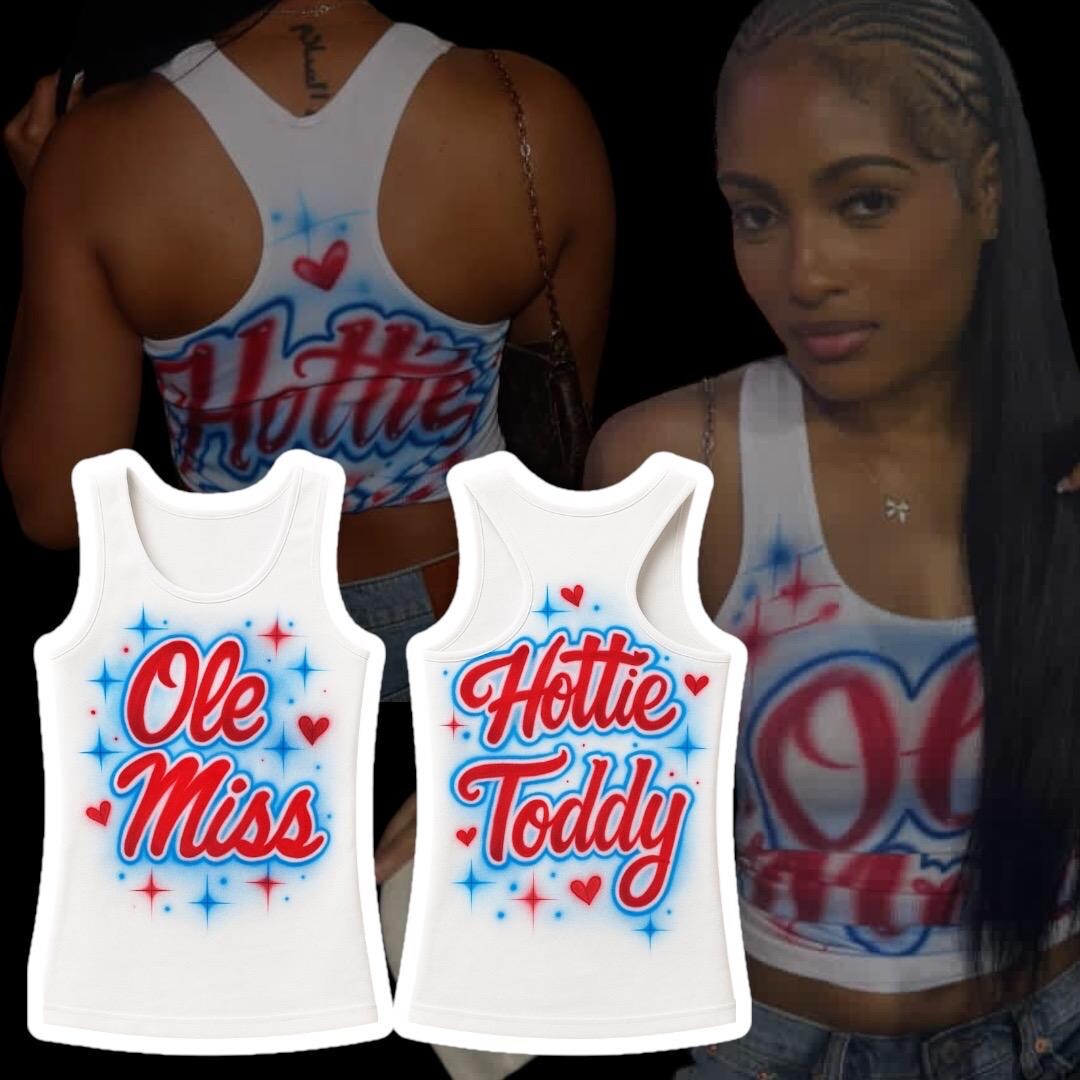 Custom Airbrush White Ribbed Tank Top / WAG / Game Day Tank