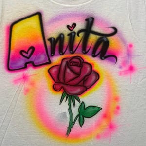 ROSE NAME Airbrush T-Shirt - Personalized Design spray paint