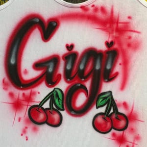 Custom Airbrush TANK TOP hearts Name cherry Design air brush