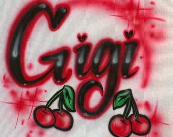 Custom Airbrush TANK TOP hearts Name cherry Design air brush