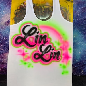 Custom Airbrush TANK TOP Neon Name Design air brush