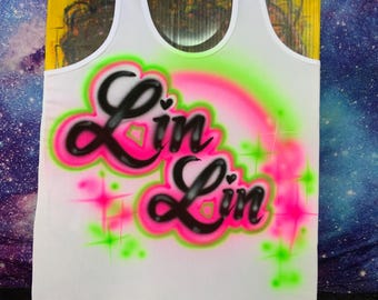 Custom Airbrush TANK TOP Neon Name Design air brush