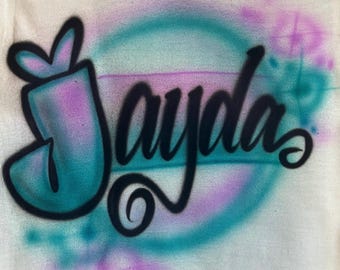 Name With Heart Design Shirt - custom airbrush spray paint shirt - kids - adults - party - vacation - gift