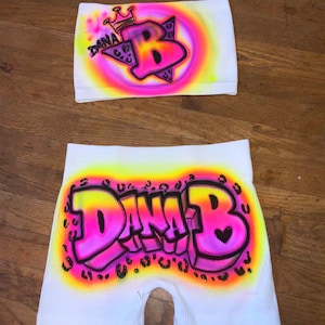 Custom Airbrush Sommer Outfits, 80er Jahre, 90er Jahre, FREAKNIK, PARTY, Crop Top, Tube Top, Yoga Sets, Hoochie Mama, Freak, Geburtstags Sets, Atlanta