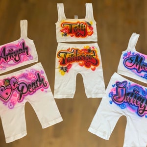Custom Airbrush Sommer Outfits, 80er Jahre, 90er Jahre, FREAKNIK, PARTY, Crop Top, Tube Top, Yoga Sets, Hoochie Mama, Freak, Geburtstags Sets, Atlanta