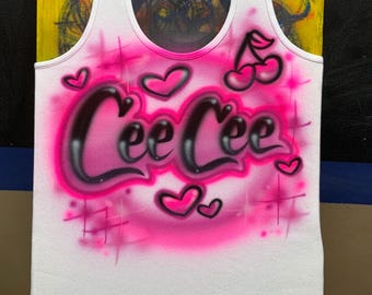 Airbrush TANK TOP Neon Name 1990s freaknik tanktop painted air brush beach trip Design