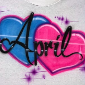 Double Hearts Airbrush T-Shirt - Personalized Design graffiti spray paint