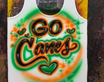 Airbrushed GO CANES Ribbed Tank Top: Miami Hurricanes Game Day