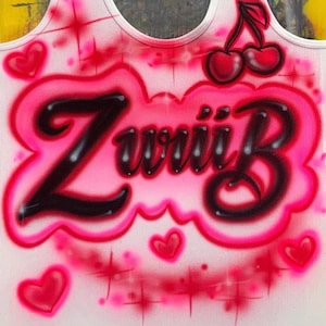 Airbrush summer TANK TOP Neon Cherry Name 1990s freaknik tanktop painted air brush beach trip Design