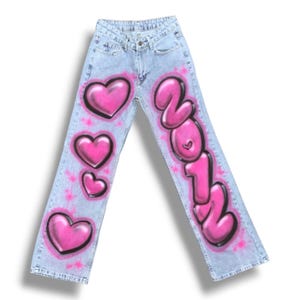 Y2k Painted Jeans - Etsy