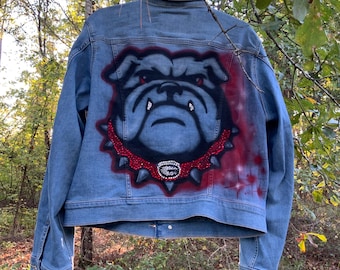 Airbrush Jacke / Any TEAM / benutzerdefinierte Jeans Denim / Sprühlack / Strass / Glitzer / Airbrush Jeansjacke