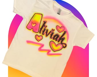 Custom Airbrush T-Shirt - Personalized Name Spray Paint Shirt 70 80 90 theme vibes aura