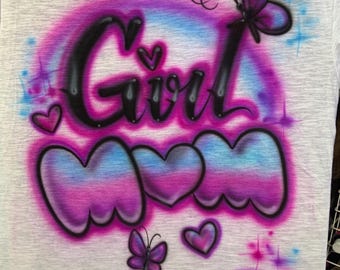 Shirtontwerp met naam - custom airbrush-shirt met spuitverf - kinderen- moeder - volwassenen - feest - vakantie - cadeau - zomer - verjaardag