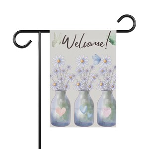Willkommen, Gänseblümchen, Schmetterlinge, Garten Flagge, Haus Flagge, Willkommen, Garten Geschenk