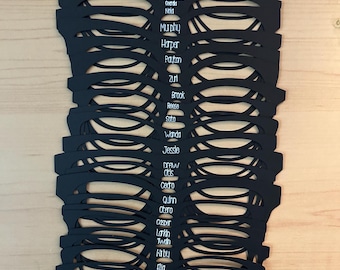 Eyeglass Frame Try-On Set, 30 Cardstock Pair Eyewear Cutouts (Metal + Acetate Styles), Labeled