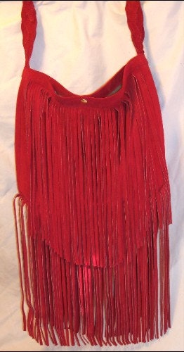 Custom Fringed Red Suede Purse Leather Designer Handbag Hobo | Etsy