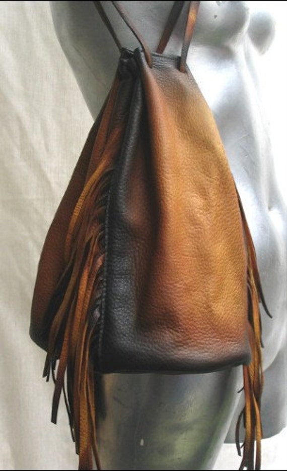 drawstring leather bag