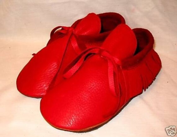 Artisan Made Red Leather Moccasins Custom Leather Indian Style | Etsy