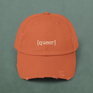 Subtle Queer Hat for Pride Accessory Queer Gift LGBTQ Gift for Pride Gay Hat Olive Hat Beige Hat Distressed Hat