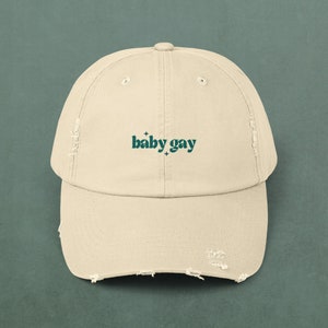 Baby Gay LGBTQ Hat Queer Christmas Gift LGBTQ Gift for Pride Gay Hat Olive Hat Beige Hat Distressed Hat