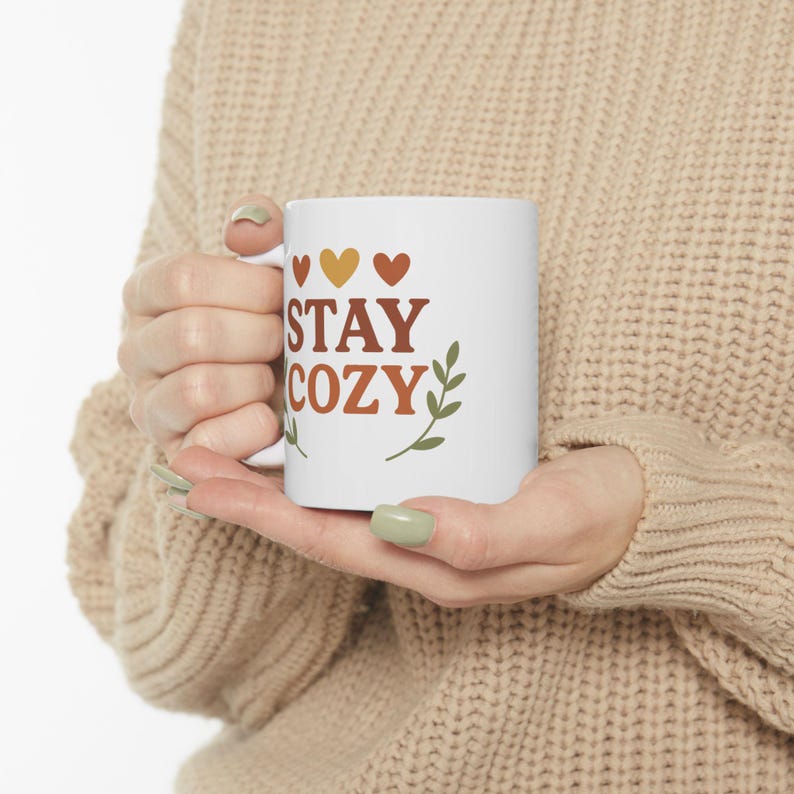 Stay Cozy Ceramic Mug – Coffee, Tea, Winter Decor (11oz and 15oz) 画像 8