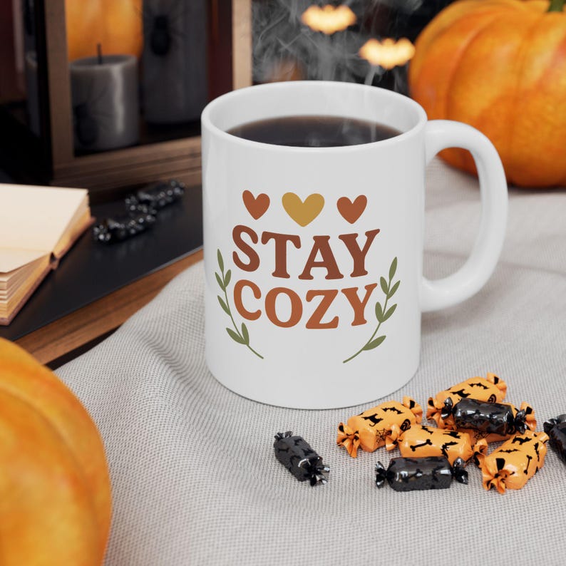 Stay Cozy Ceramic Mug – Coffee, Tea, Winter Decor (11oz and 15oz) 画像 4