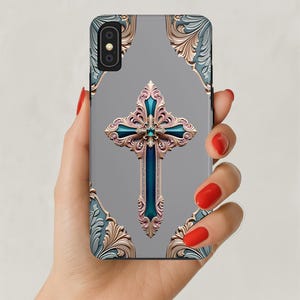Elegant Cross Phone Case, Tough Phone Cases, Durable Smartphone Covers, Religious Accessories, Gift for Believers