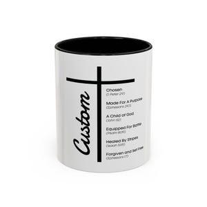Personalized Christian Mug with Cross and Bible Verses, Custom Name Coffee Cup, Faith Gift for Believers