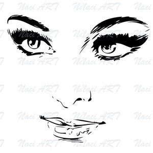 El rostro de una mujer hermosa: boceto retro en blanco y negro (horizontal)