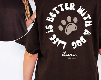 Dog Mom Shirt, Dog Shirts for Moms, Dog Lovers, Pet Name, Pet Lovers, Dog Mom, Personalized Dog T-Shirt, Dog Owners