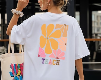 Teacher T-Shirt Lehrer Geschenk Schule Abschiedsgeschenk Lehrer Pädagogen Referendariat Vintage Blumenprint Boho Schulanfang Kindergärtnerin